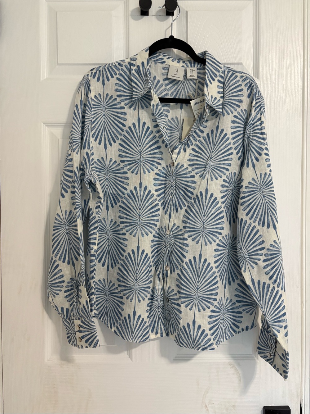 Joie Blue Floral Button-Up Linen Shirt